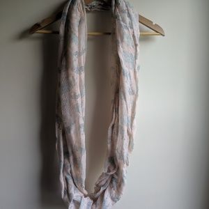 Baby pink infinity scarf with gray elephants